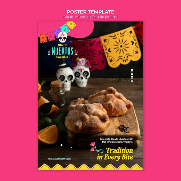 Dia de muertos celebration poster template