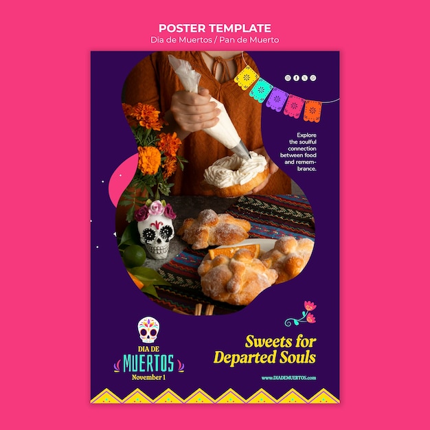 Free PSD dia de muertos celebration poster template