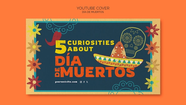 Free PSD dia de muertos celebration  youtube cover template