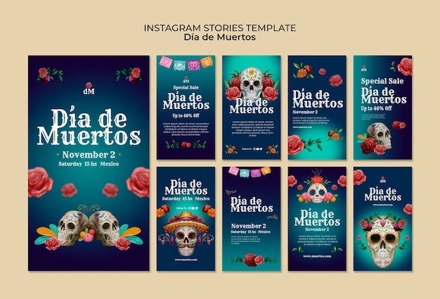 Dia de muertos instagram stories collection