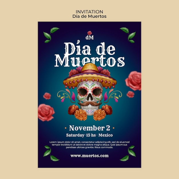 Dia de muertos invitation template