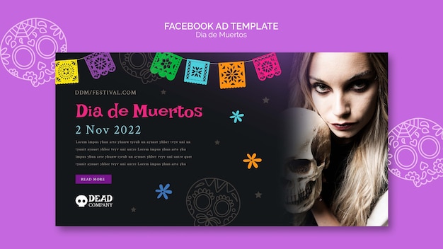 Free PSD dia de muertos social media promo template