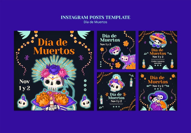 Free PSD dia de muertos template design