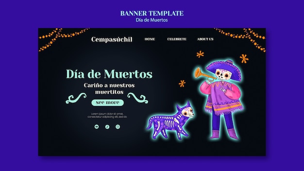 Free PSD dia de muertos template design