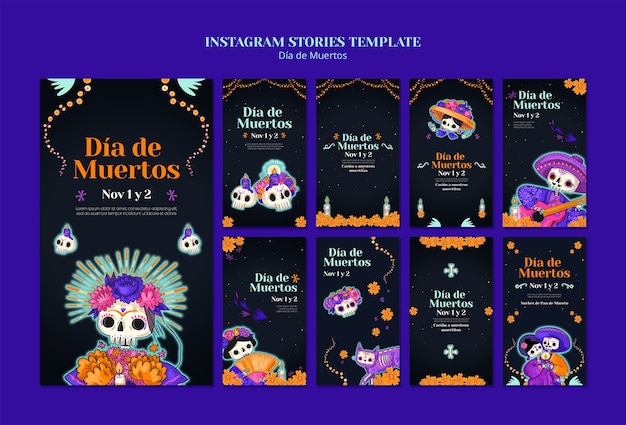 Free PSD dia de muertos template design