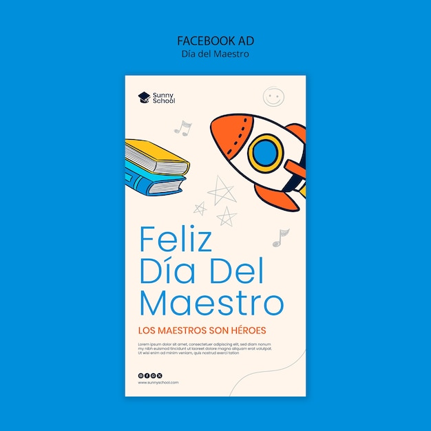 Free PSD dia del maestro celebration facebook template