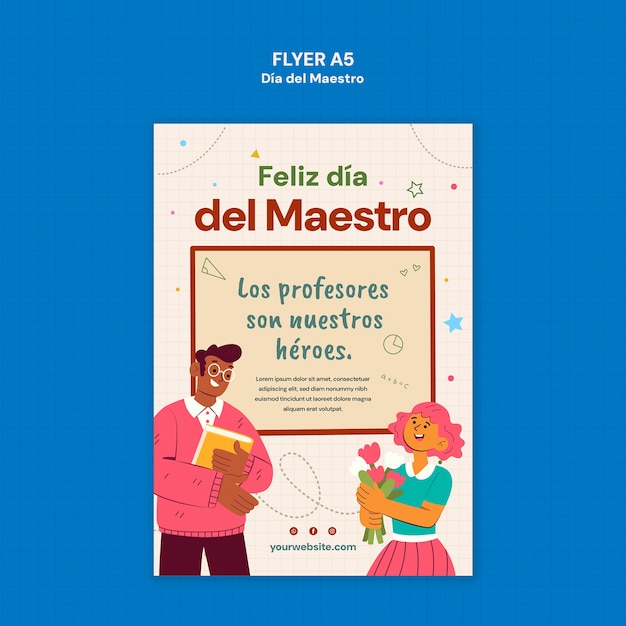 Free PSD día del maestro celebration  poster template