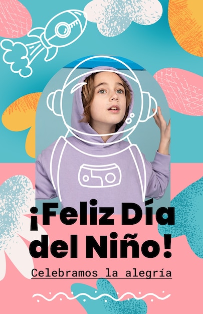 Free PSD dia del nino celebration poster template