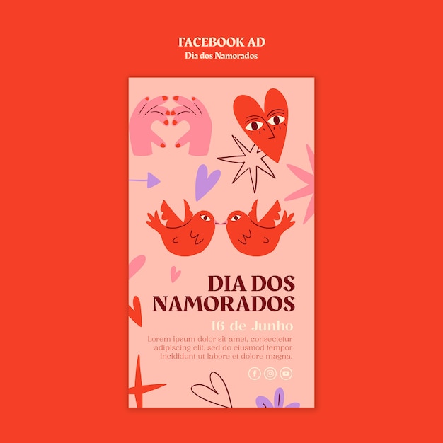 Free PSD dia dos namorados template design