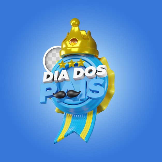 Dia dos pais Father day medal 3d illustration