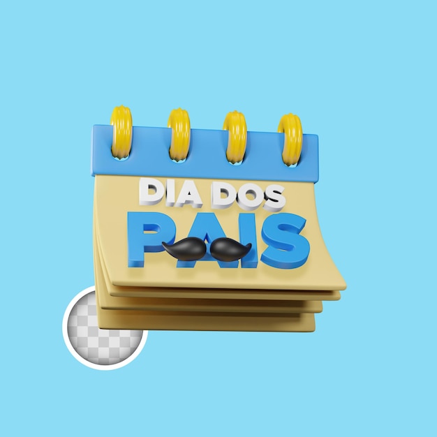 Dia dos pais father39s day calendar 3d illustration