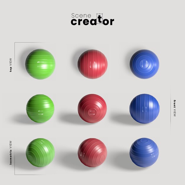 Different colored gym balls mock-up