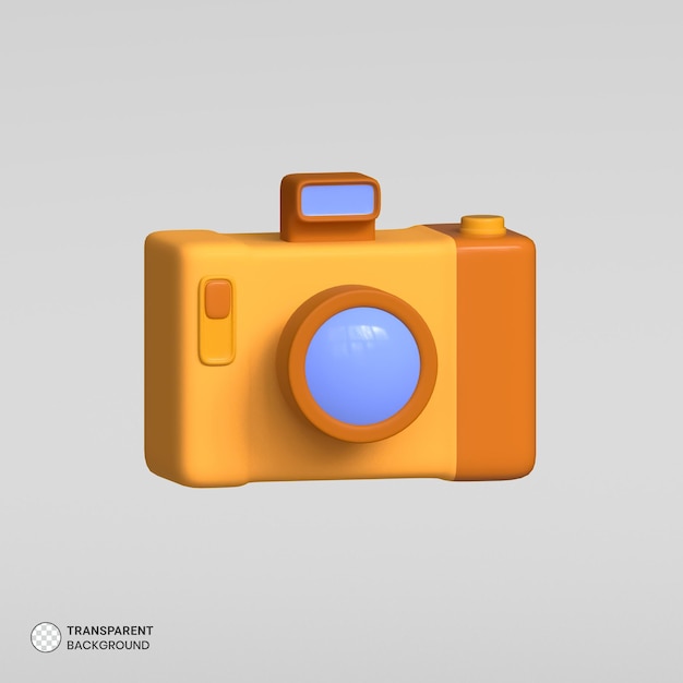 Free PSD digital camera and studio light setup icon isolated 3d render illustration