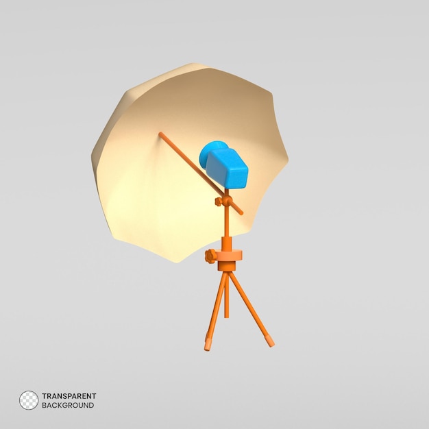 Free PSD digital camera and studio light setup icon isolated 3d render illustration