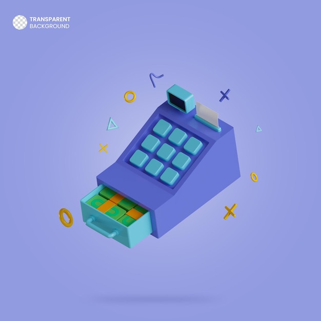 Digital cash box isometric 3d render icon