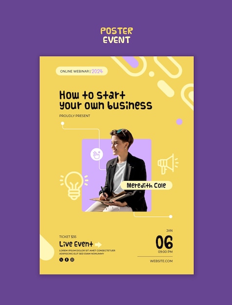 Free PSD digital event poster template design