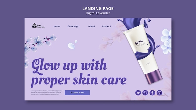 Free PSD digital lavender landing page template