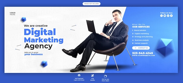 Free PSD digital marketing agency and corporate facebook cover banner template