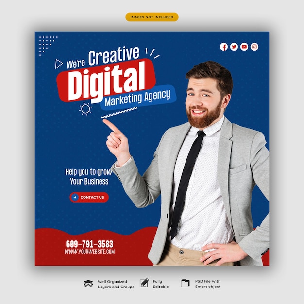 Digital marketing agency and corporate social media post template