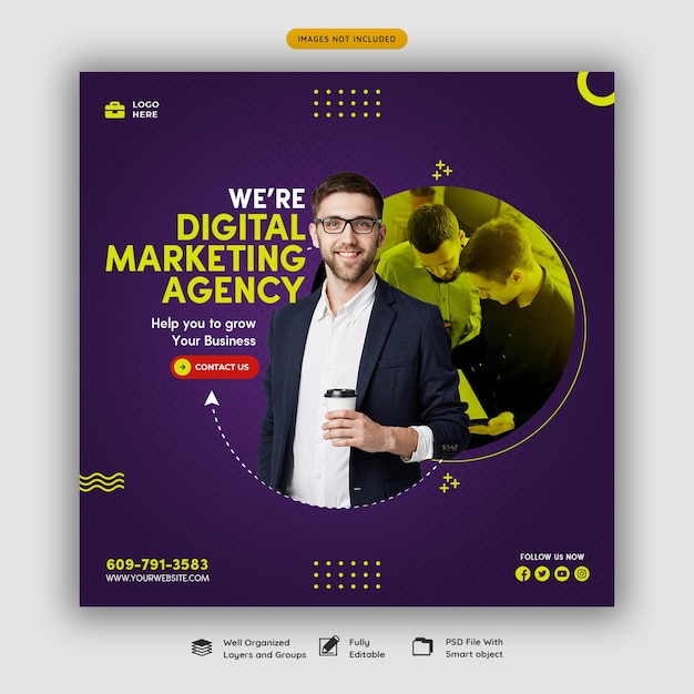 Free PSD digital marketing agency and corporate social media post template