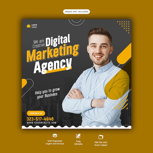 Free PSD digital marketing agency and corporate social media post template