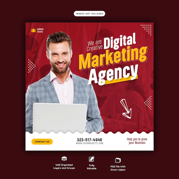 Free PSD digital marketing agency and corporate social media post template