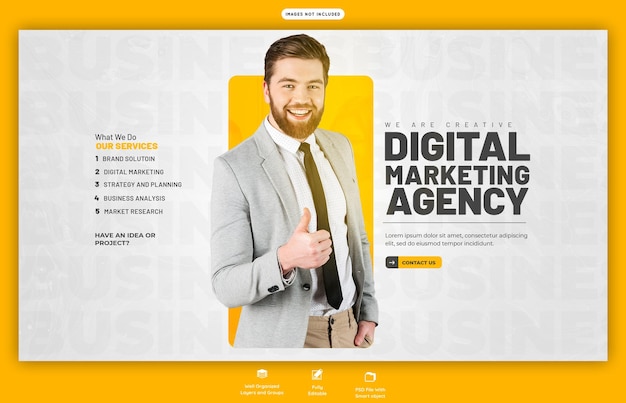 Free PSD digital marketing agency and corporate web banner template