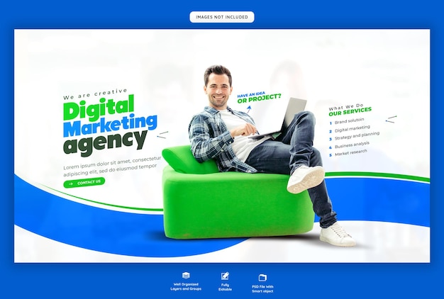 Free PSD digital marketing agency and corporate web banner template