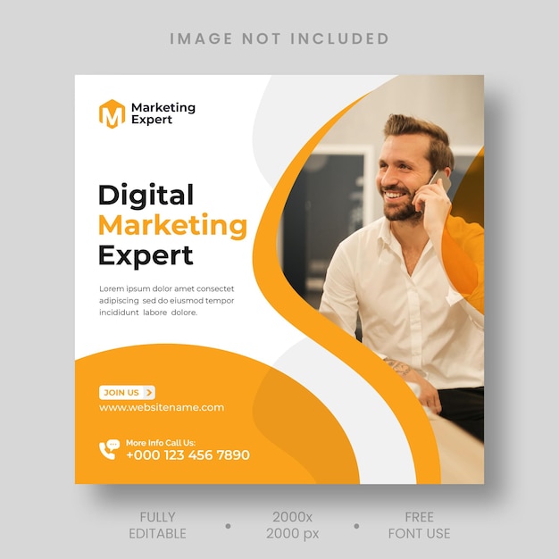 Free PSD digital marketing agency instagram post and social media banner template