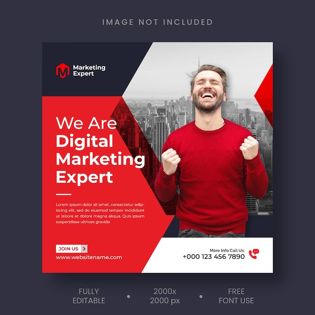 Free PSD digital marketing agency instagram post and social media banner template