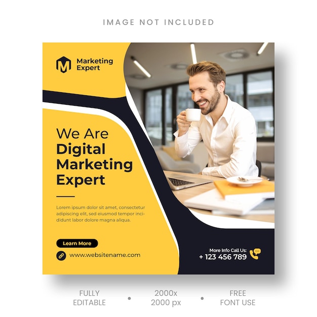 Free PSD digital marketing agency instagram post and social media banner template