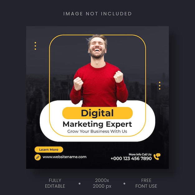 Free PSD digital marketing agency instagram post and social media banner template