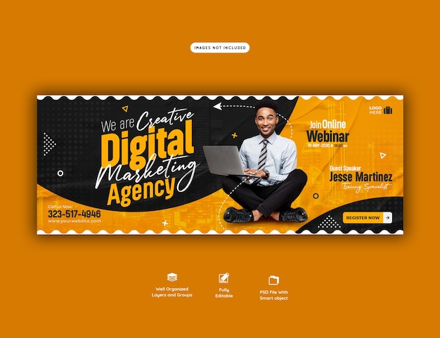 Digital marketing live webinar and corporate facebook cover template