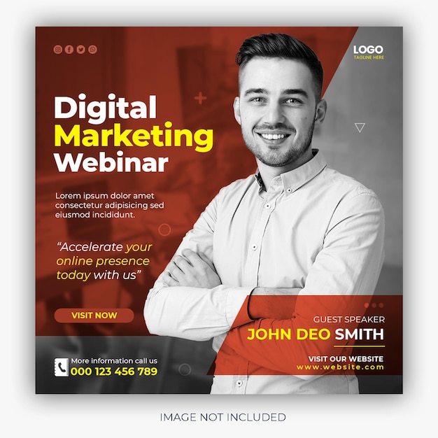 Digital marketing live webinar and corporate social media post template