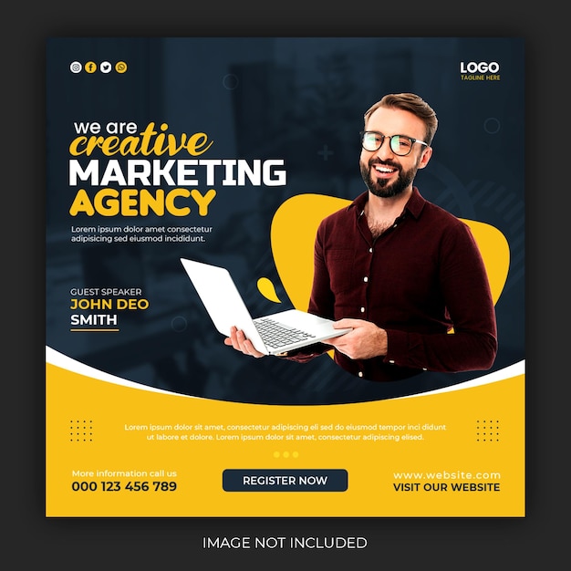 Digital marketing live webinar and corporate social media post template