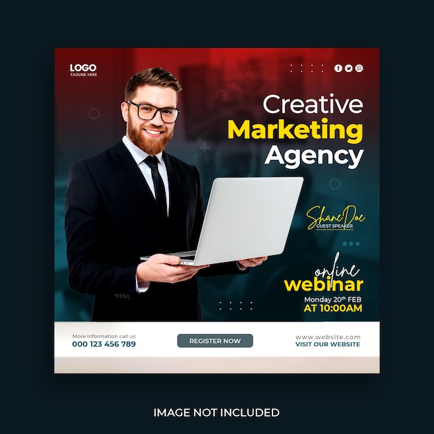 Free PSD digital marketing live webinar and corporate social media post template