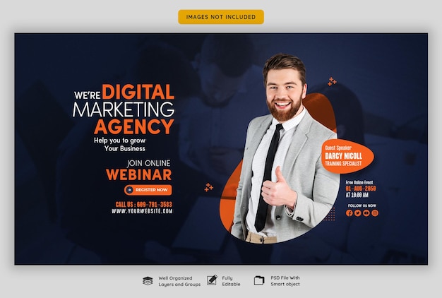 Free PSD digital marketing live webinar and corporate web banner template