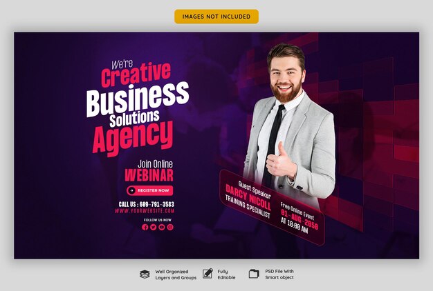 Digital marketing live webinar and corporate web banner template