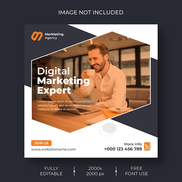 Free PSD digital marketing social media and instagram post banner template