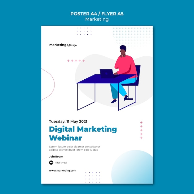 Free PSD digital marketing webinar poster template