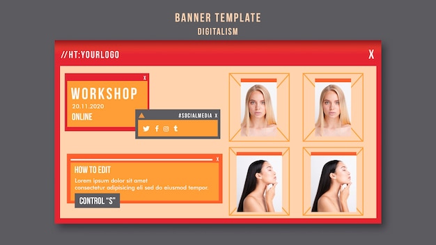 Digitalism banner template with photo