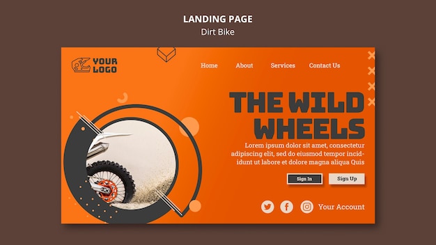 Free PSD dirt bike landing page template