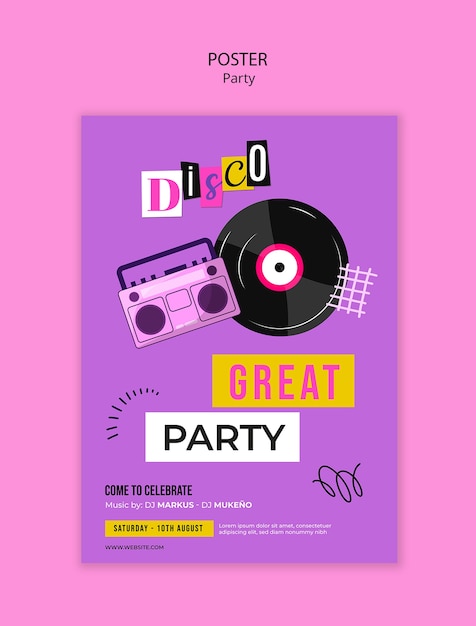 Free PSD disco night party template