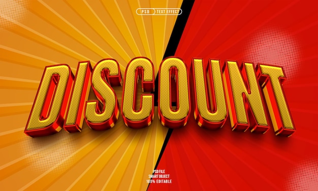 Free PSD discount 3d editable text effect