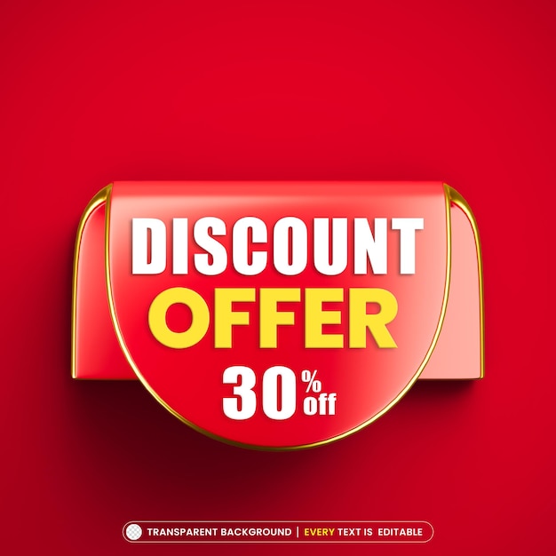 Discount offer 30 off promotion banner with editable text