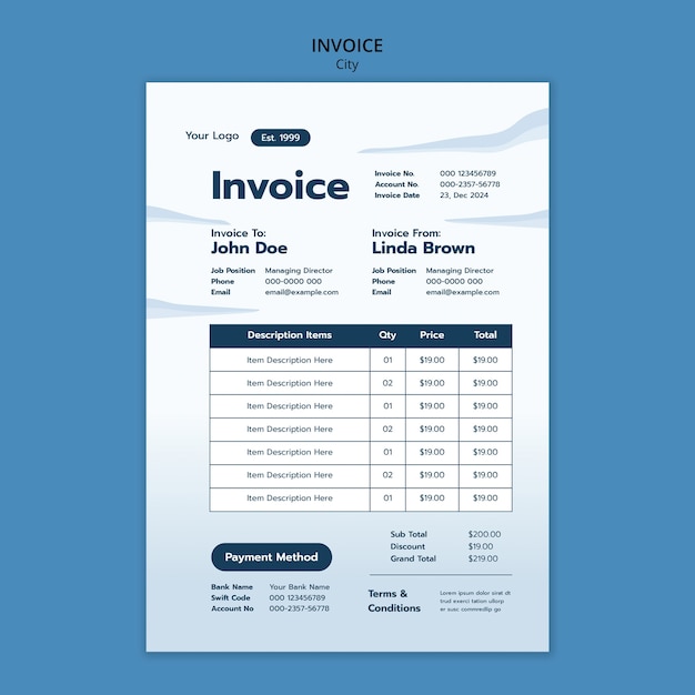 Discover city winter invoice template