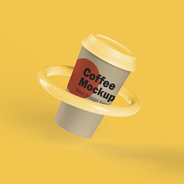 Free PSD disposable coffee cup in a ring