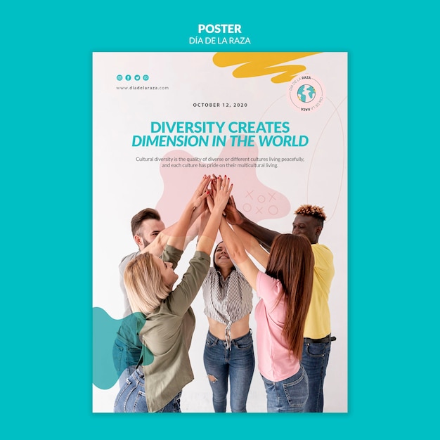 Free PSD diversity creates dimension in the world poster