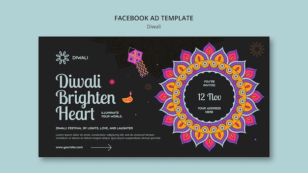 Free PSD diwali celebration facebook  template