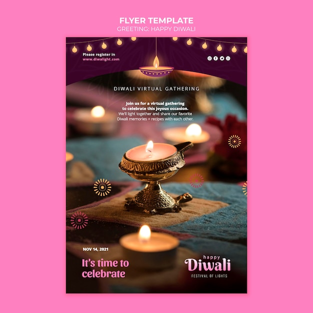 Free PSD diwali celebration flyer template